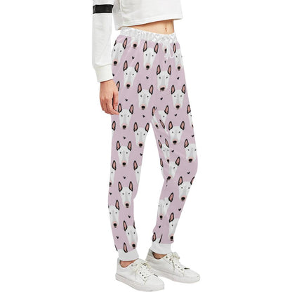 Bull Terrier Pink Print Pattern Unisex Casual Sweatpants (Model L11)-JTAMIGO.COM