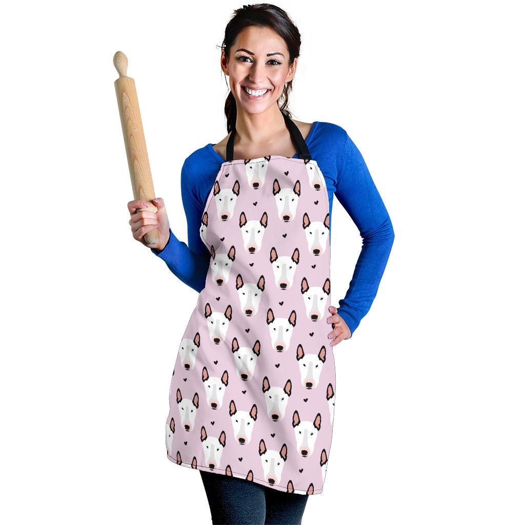 Bull Terrier Pink Print Pattern Women Apron