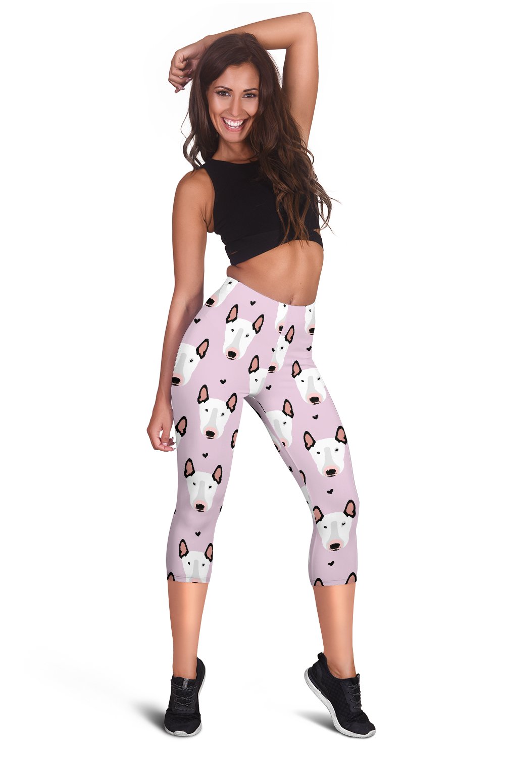 Bull Terrier Pink Print Pattern Women Capris
