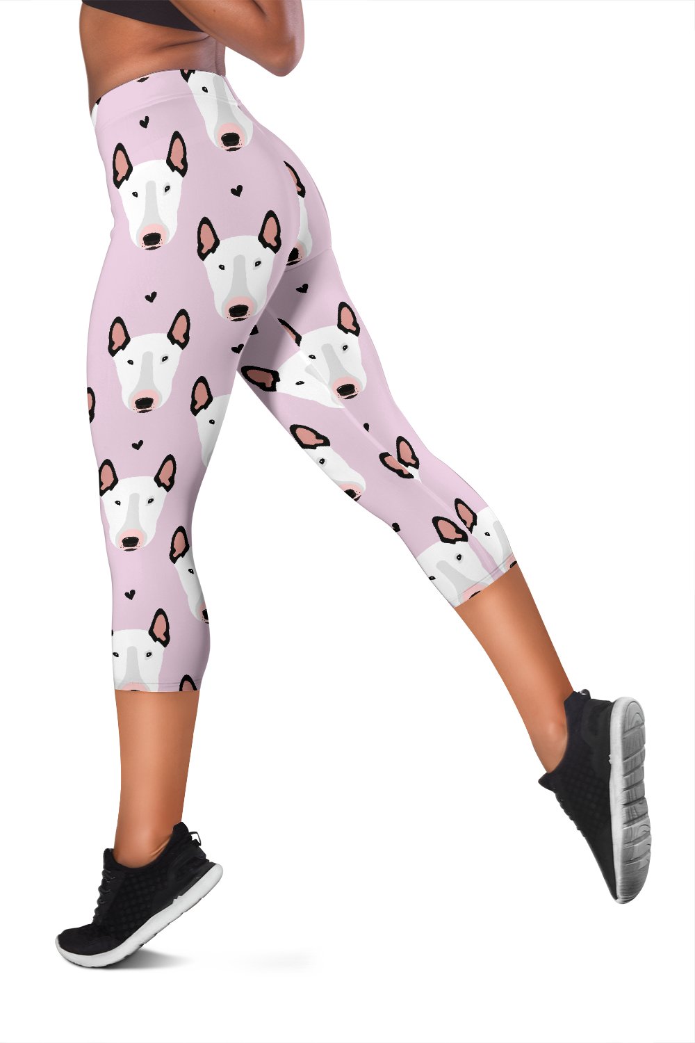 Bull Terrier Pink Print Pattern Women Capris