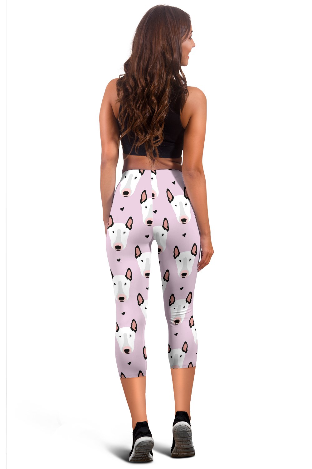 Bull Terrier Pink Print Pattern Women Capris