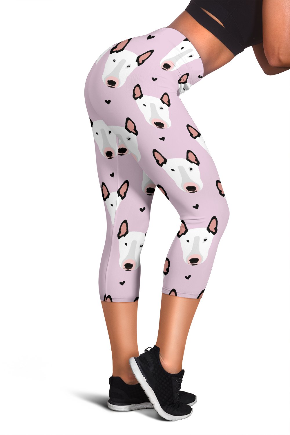 Bull Terrier Pink Print Pattern Women Capris