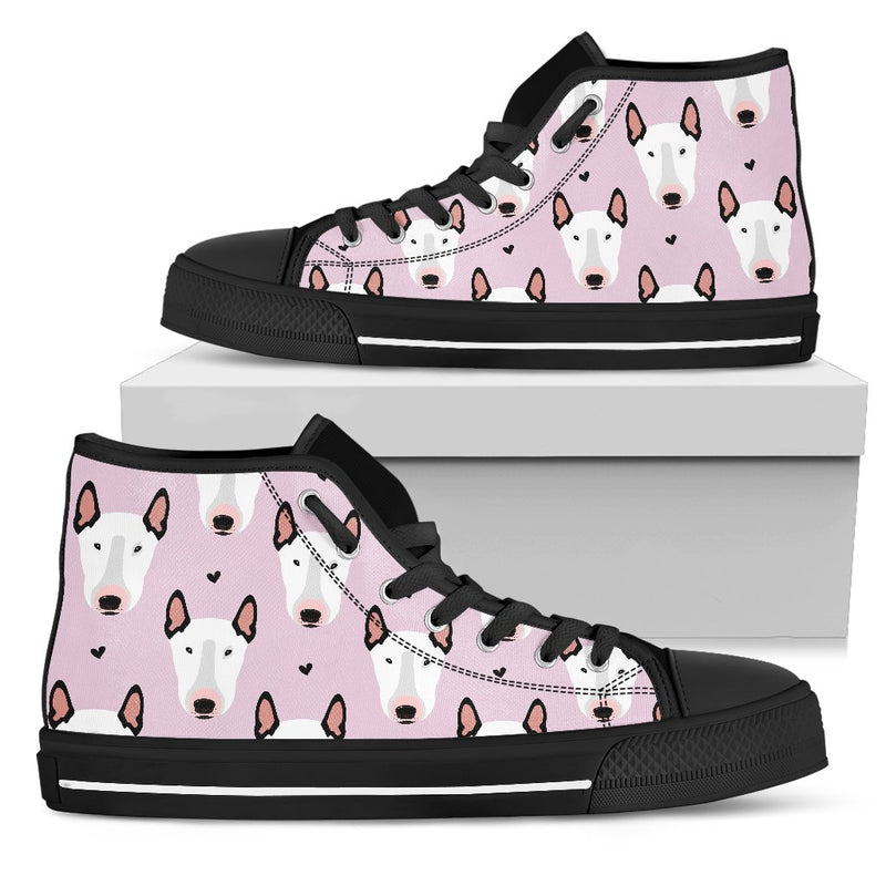 Bull Terrier Pink Print Pattern Women High Top Shoes