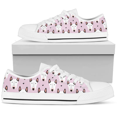 Bull Terrier Pink Print Pattern Women Low Top Shoes