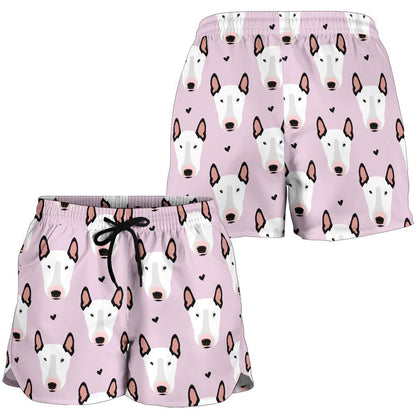 Bull Terrier Pink Print Pattern Women Shorts-JTAMIGO.COM