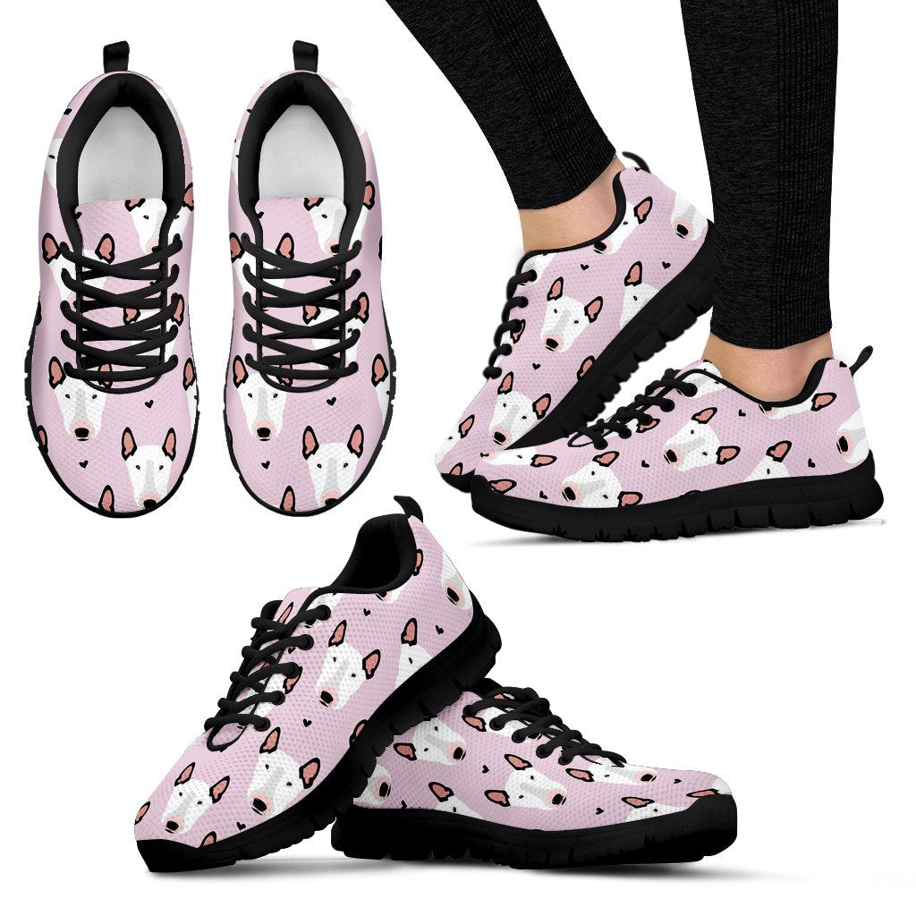 Bull Terrier Pink Print Pattern Women Sneakers Shoes