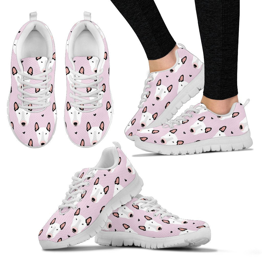Bull Terrier Pink Print Pattern Women Sneakers Shoes