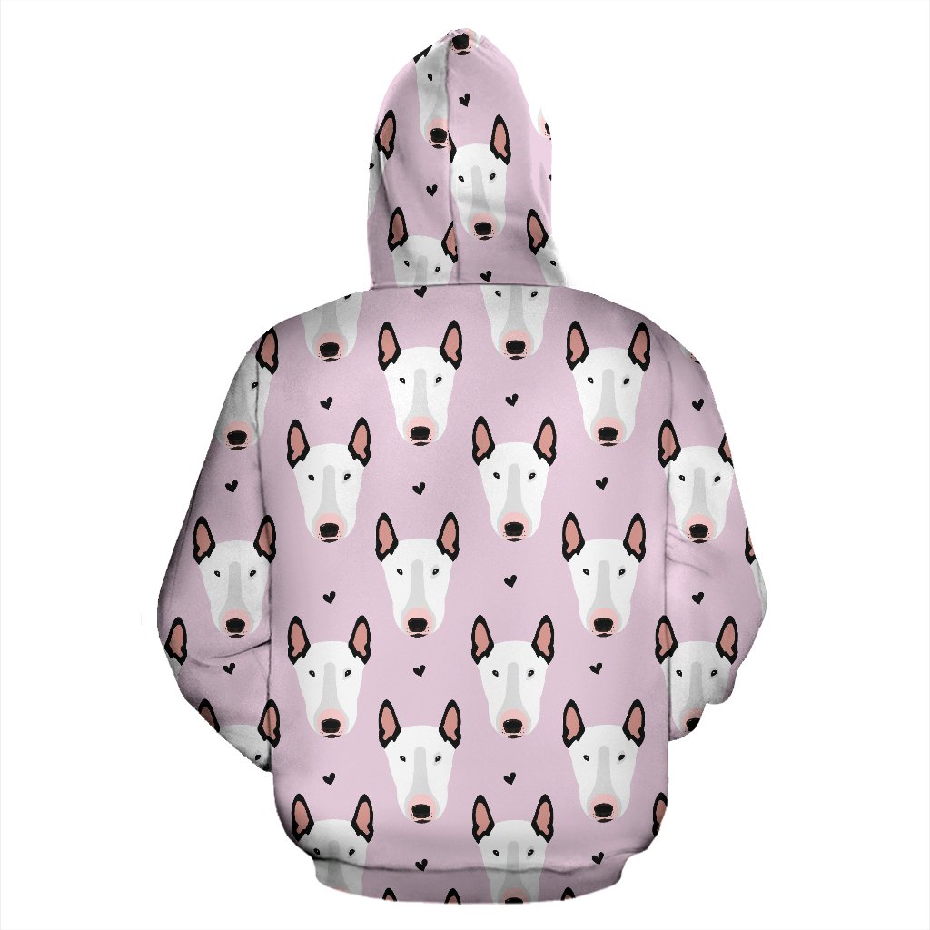 Bull Terrier Pink Print Pattern Zip Up Hoodie
