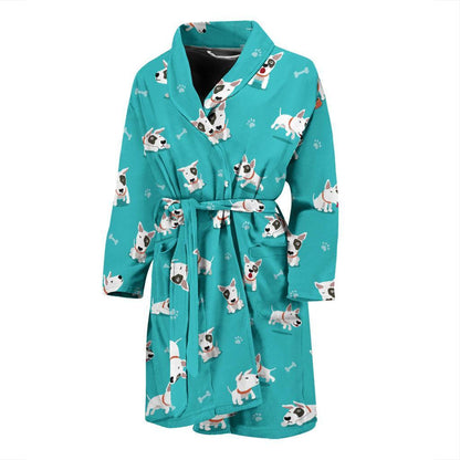 Bull Terriers Pattern Print Design 07 Men Bathrobe-JORJUNE.COM