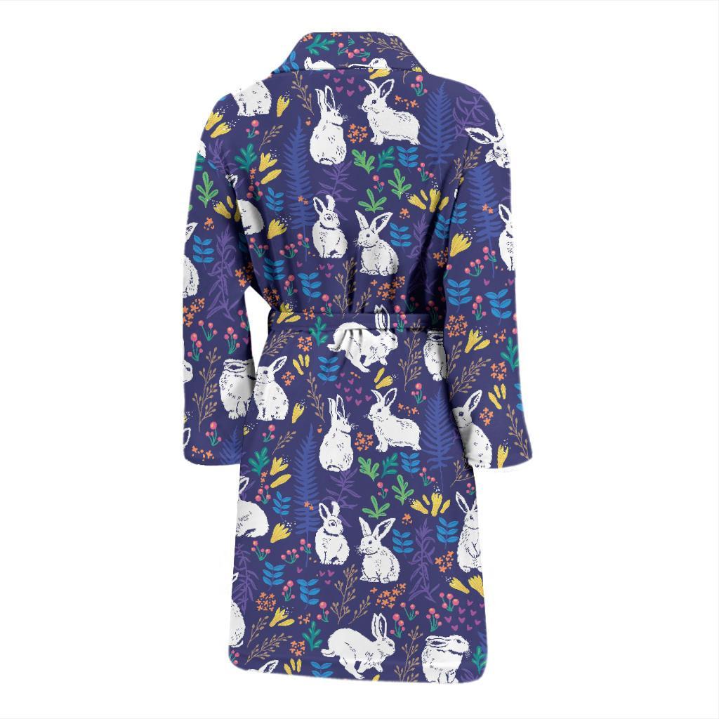 Bunny Pattern Print Design 01 Men Bathrobe-JORJUNE.COM