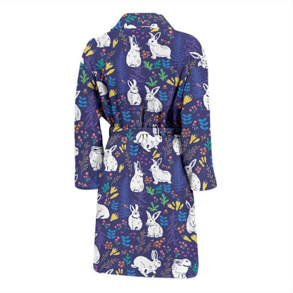 Bunny Pattern Print Design 01 Men Bathrobe-JORJUNE.COM