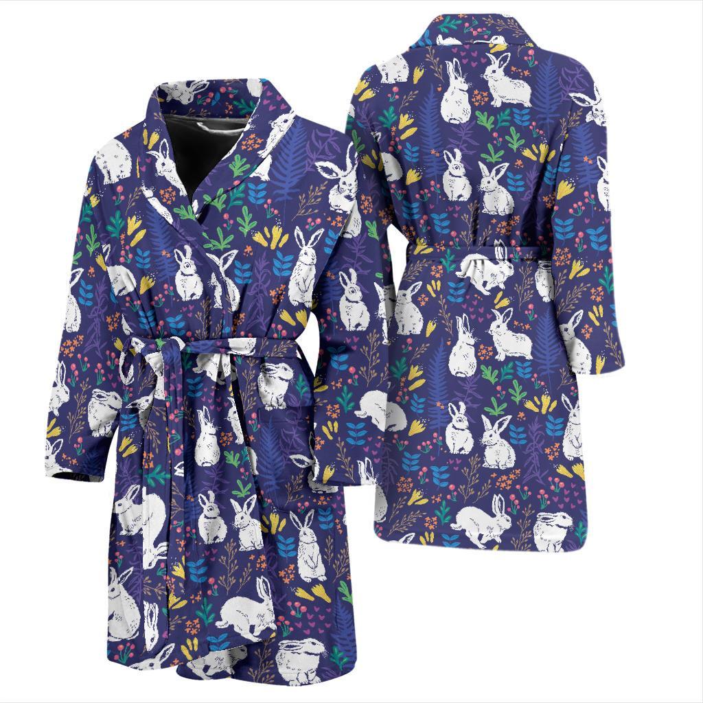 Bunny Pattern Print Design 01 Men Bathrobe-JORJUNE.COM