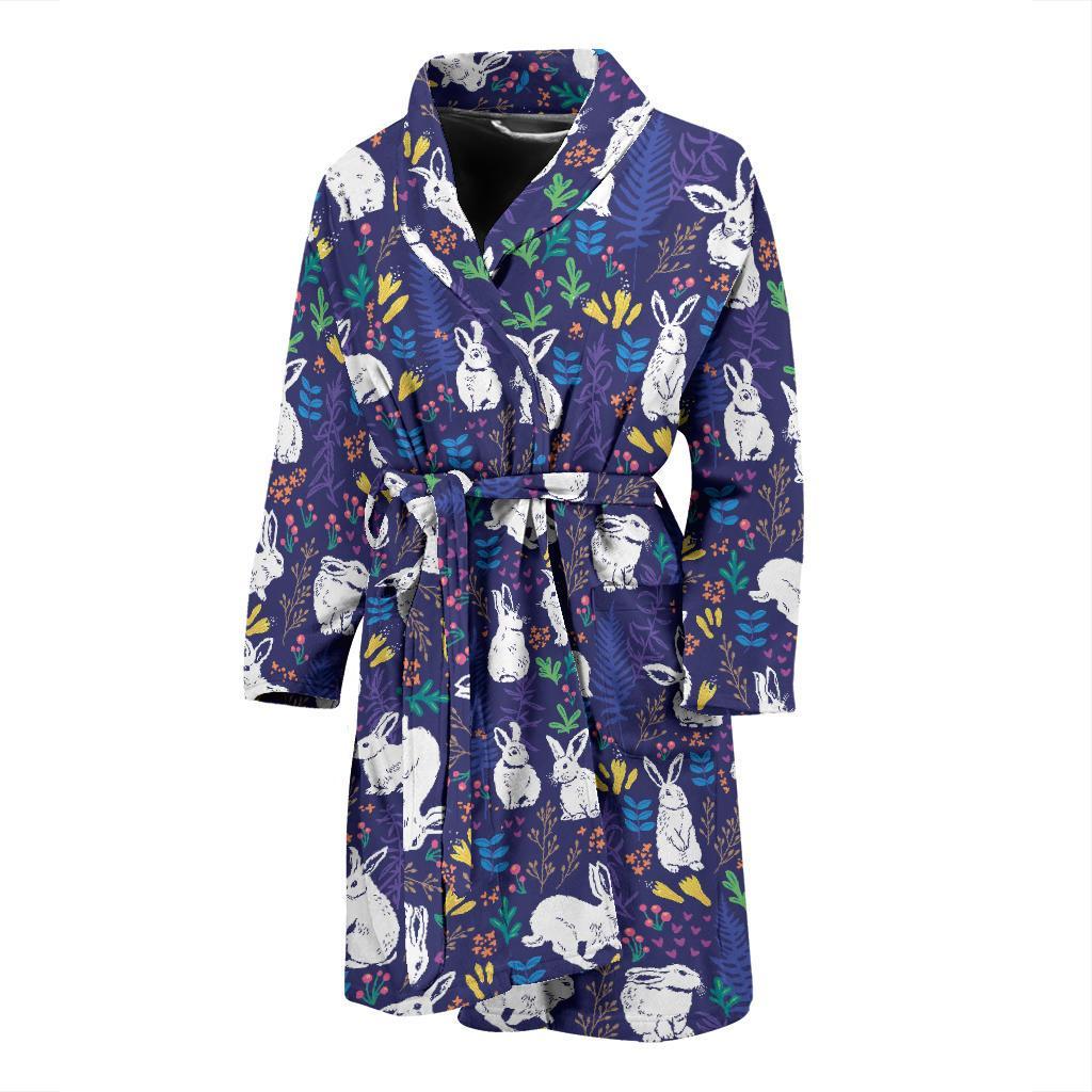 Bunny Pattern Print Design 01 Men Bathrobe-JORJUNE.COM