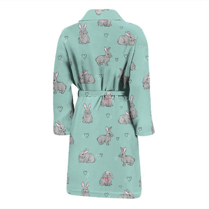 Bunny Pattern Print Design 02 Men Bathrobe-JORJUNE.COM