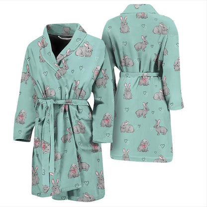 Bunny Pattern Print Design 02 Men Bathrobe-JORJUNE.COM