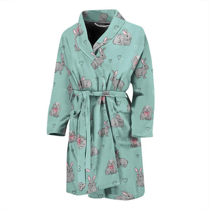 Bunny Pattern Print Design 02 Men Bathrobe-JORJUNE.COM