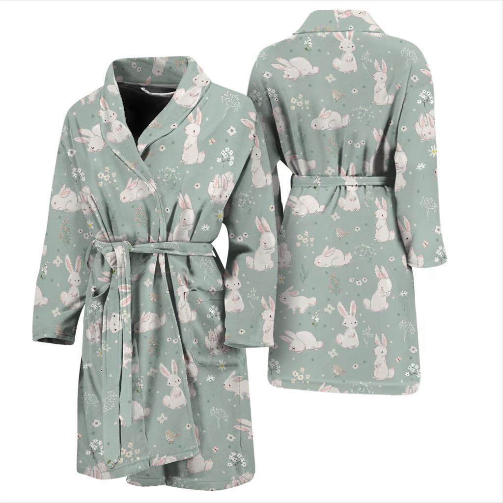 Bunny Pattern Print Design 03 Men Bathrobe-JORJUNE.COM