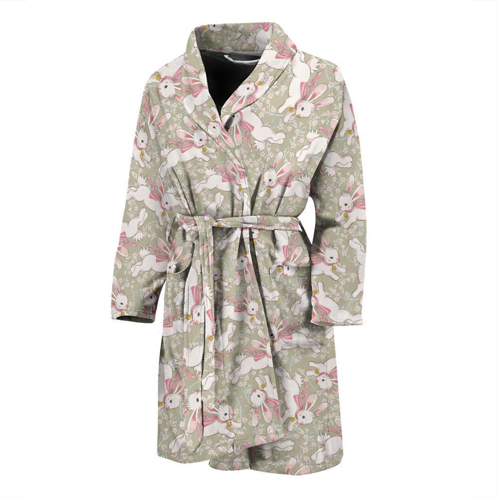 Bunny Pattern Print Design 06 Men Bathrobe-JORJUNE.COM