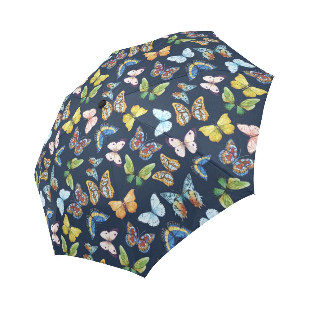 Butterfly Beautiful Print Pattern Automatic Foldable Umbrella