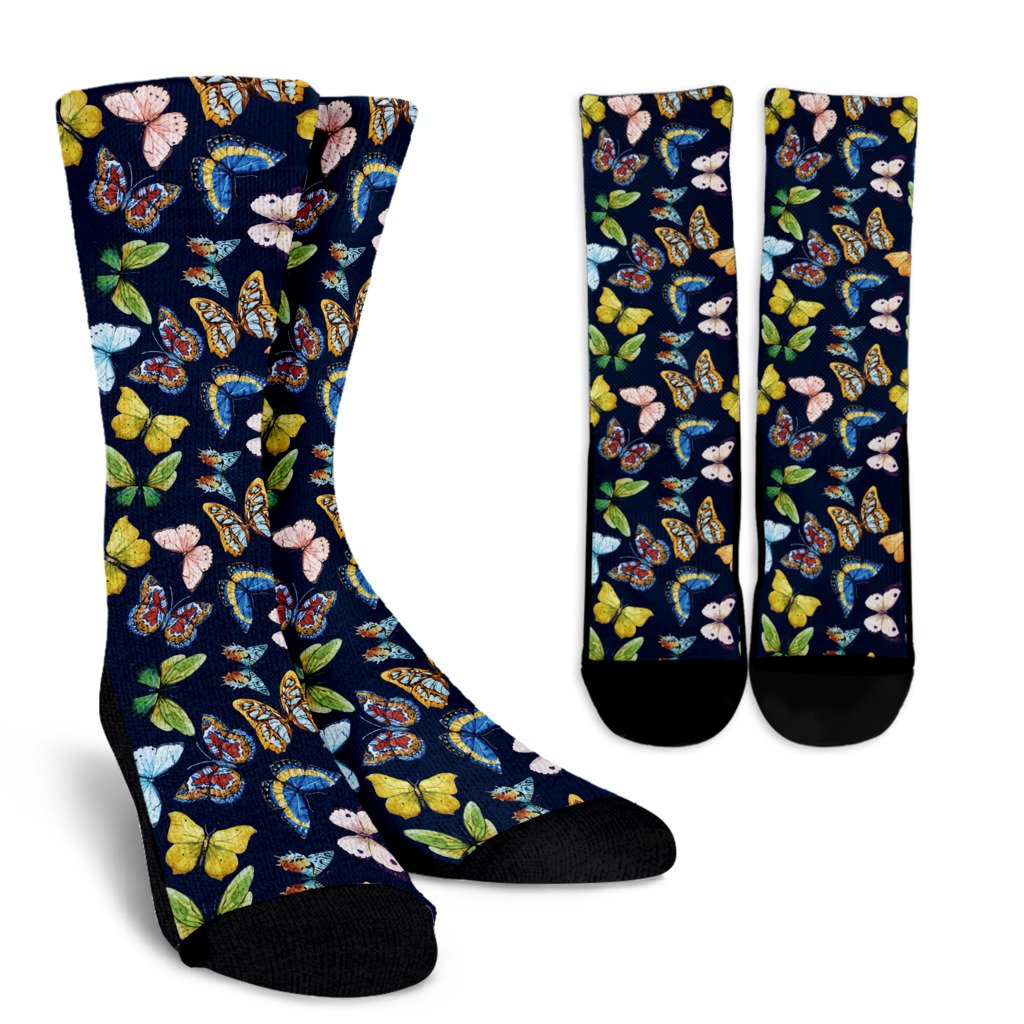 Butterfly Beautiful Print Pattern Crew Socks