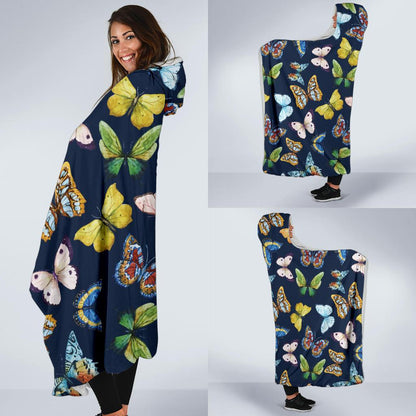 Butterfly Beautiful Print Pattern Hooded Blanket-JTAMIGO.COM