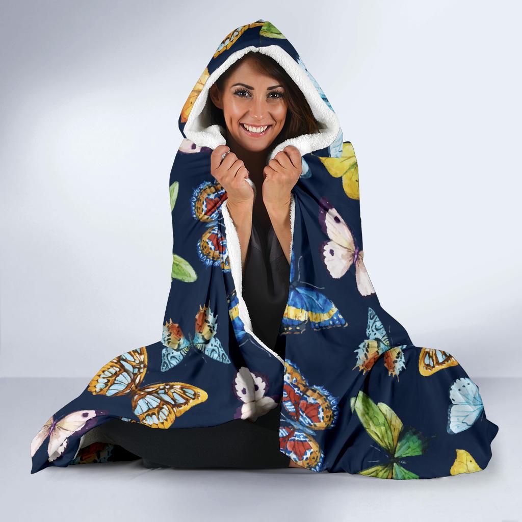 Butterfly Beautiful Print Pattern Hooded Blanket-JTAMIGO.COM