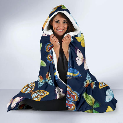 Butterfly Beautiful Print Pattern Hooded Blanket-JTAMIGO.COM