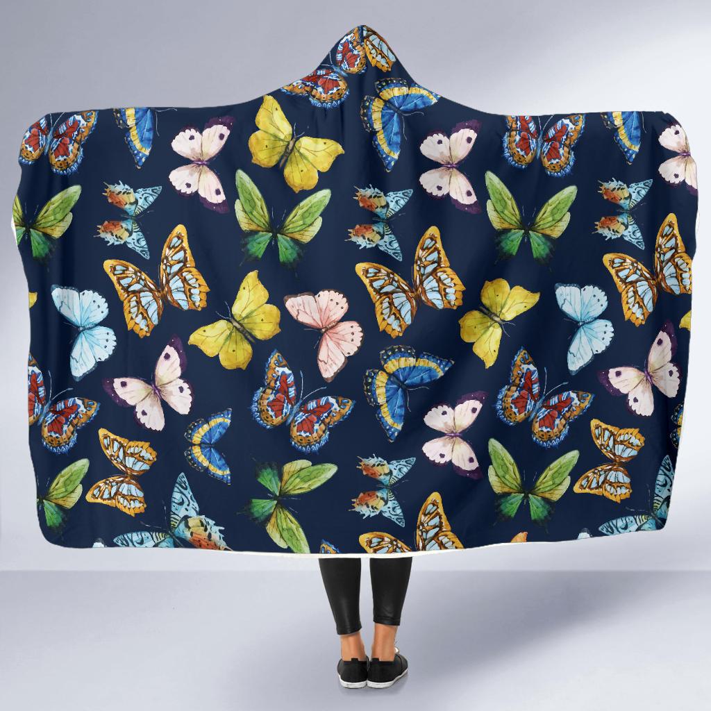 Butterfly Beautiful Print Pattern Hooded Blanket-JTAMIGO.COM