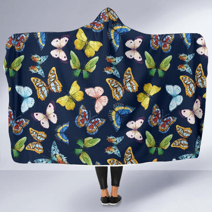 Butterfly Beautiful Print Pattern Hooded Blanket-JTAMIGO.COM
