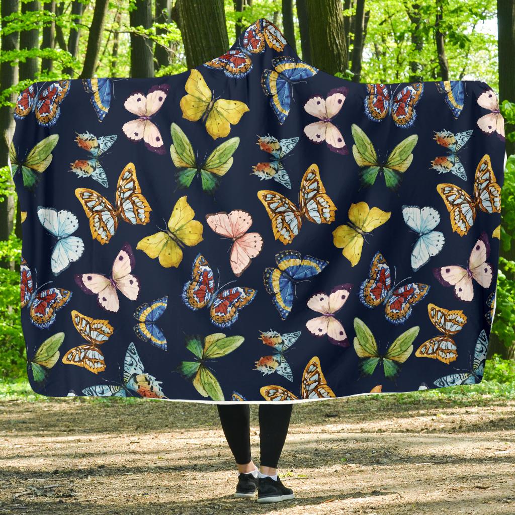 Butterfly Beautiful Print Pattern Hooded Blanket-JTAMIGO.COM