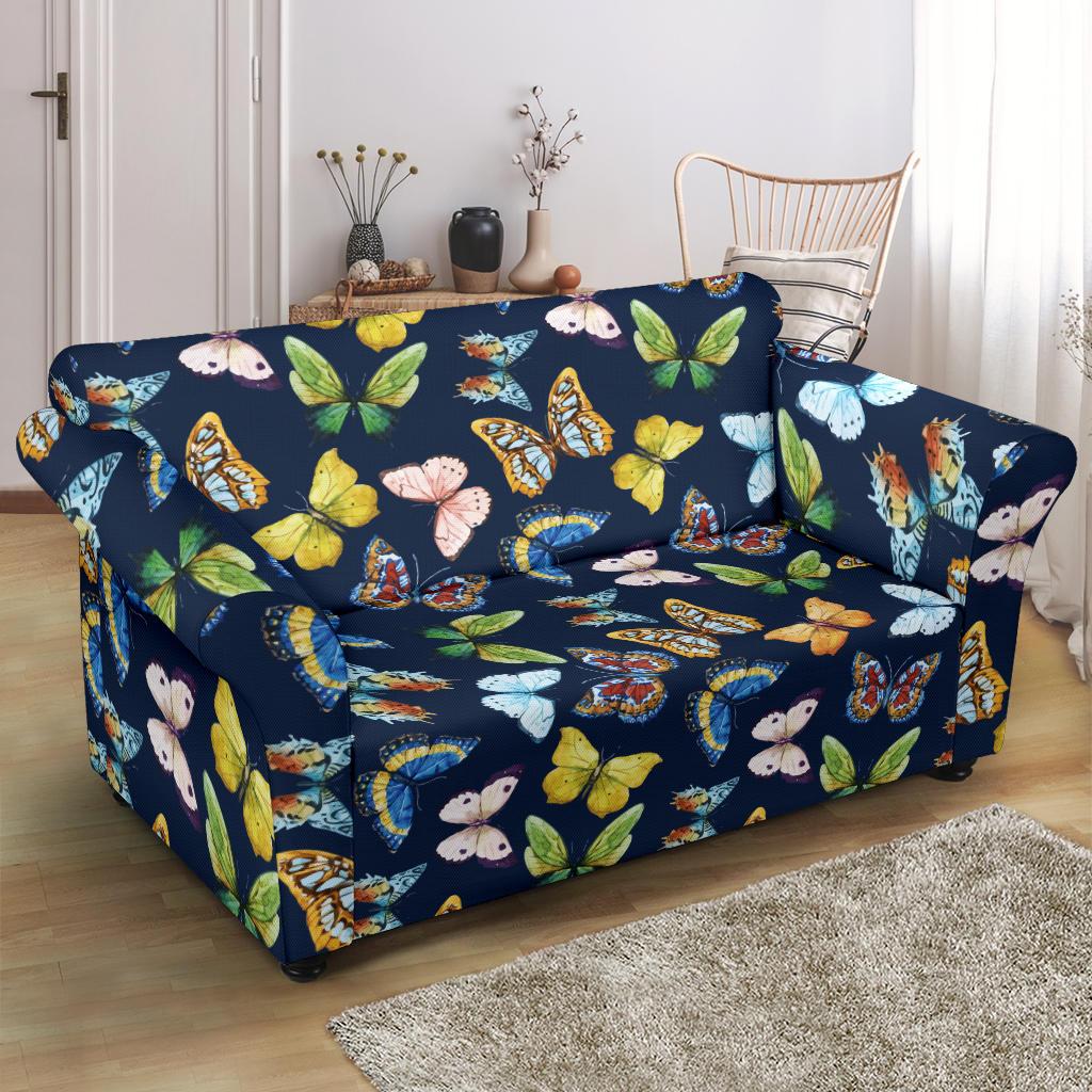 Butterfly Beautiful Print Pattern Loveseat Slipcover-JTAMIGO.COM