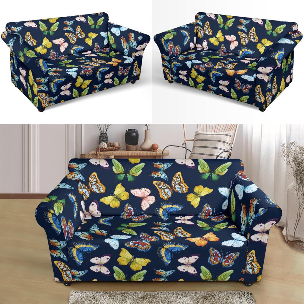 Butterfly Beautiful Print Pattern Loveseat Slipcover-JTAMIGO.COM