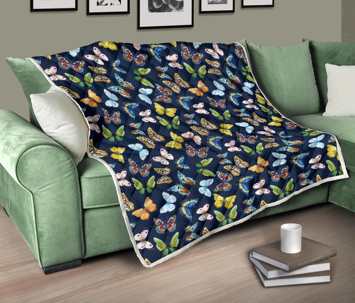 Butterfly Beautiful Print Pattern Premium Quilt-JTAMIGO.COM