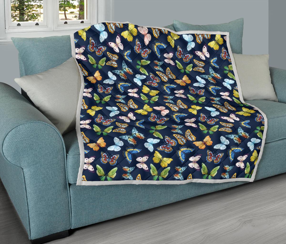 Butterfly Beautiful Print Pattern Premium Quilt-JTAMIGO.COM