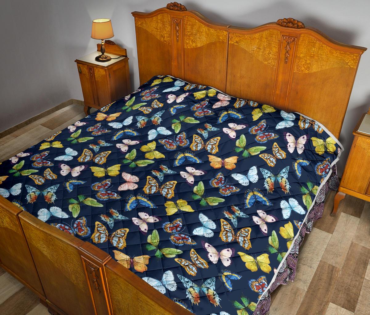 Butterfly Beautiful Print Pattern Premium Quilt-JTAMIGO.COM