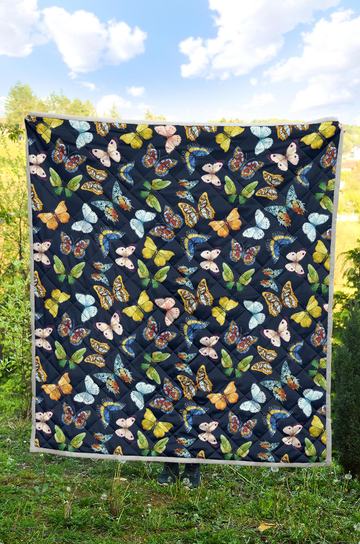 Butterfly Beautiful Print Pattern Premium Quilt-JTAMIGO.COM
