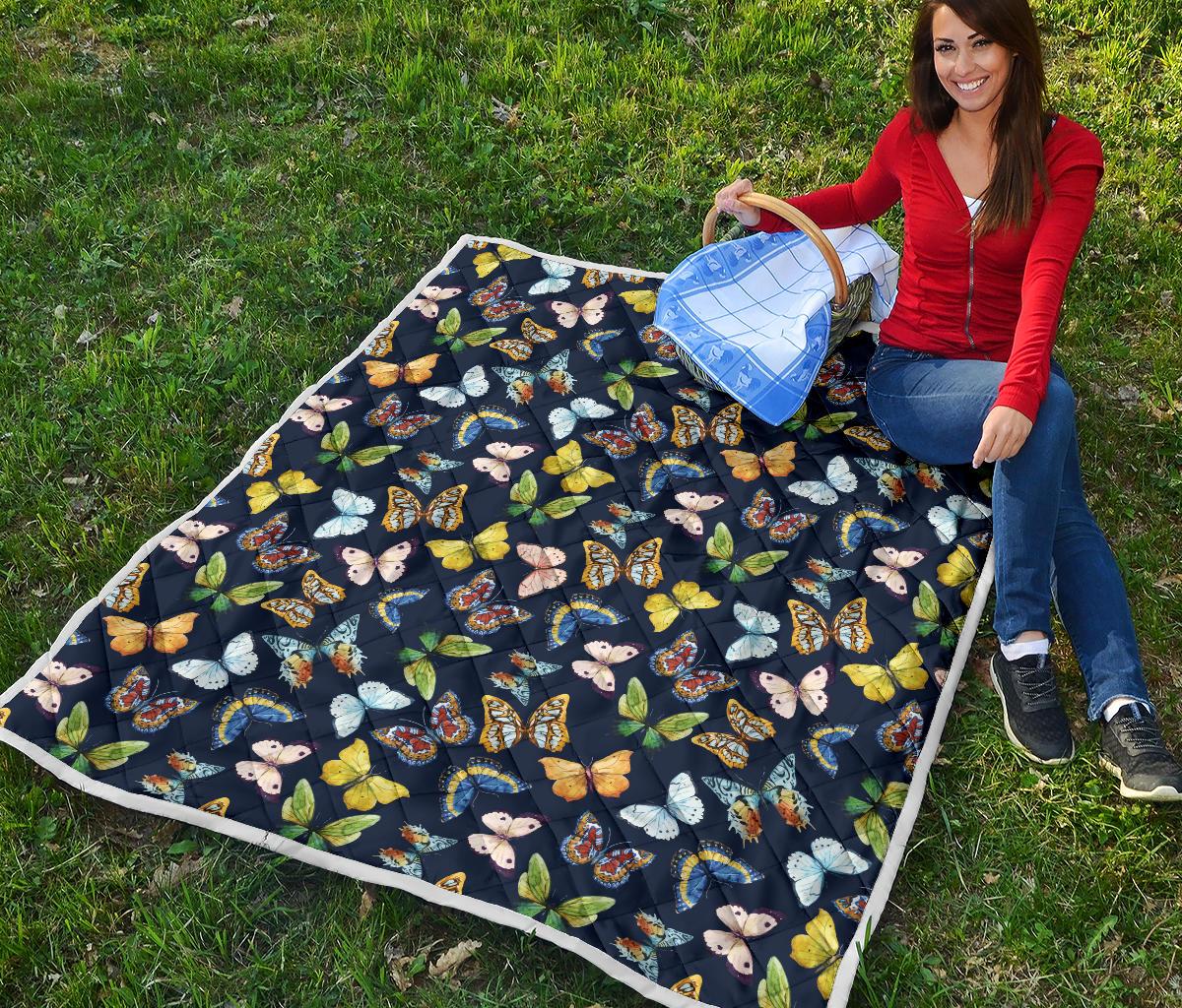 Butterfly Beautiful Print Pattern Premium Quilt-JTAMIGO.COM