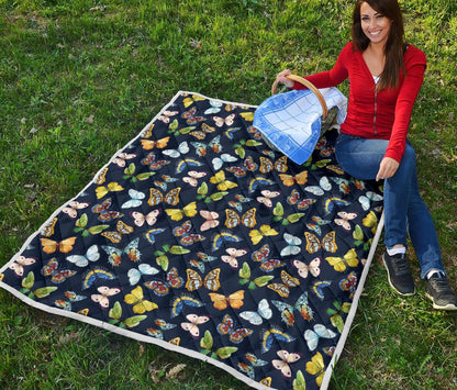 Butterfly Beautiful Print Pattern Premium Quilt-JTAMIGO.COM