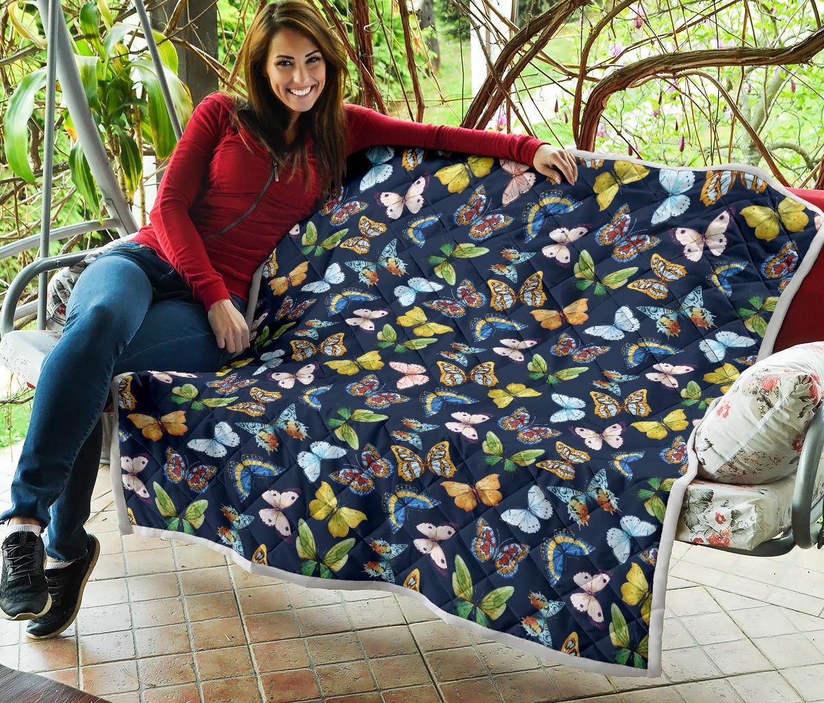 Butterfly Beautiful Print Pattern Premium Quilt-JTAMIGO.COM