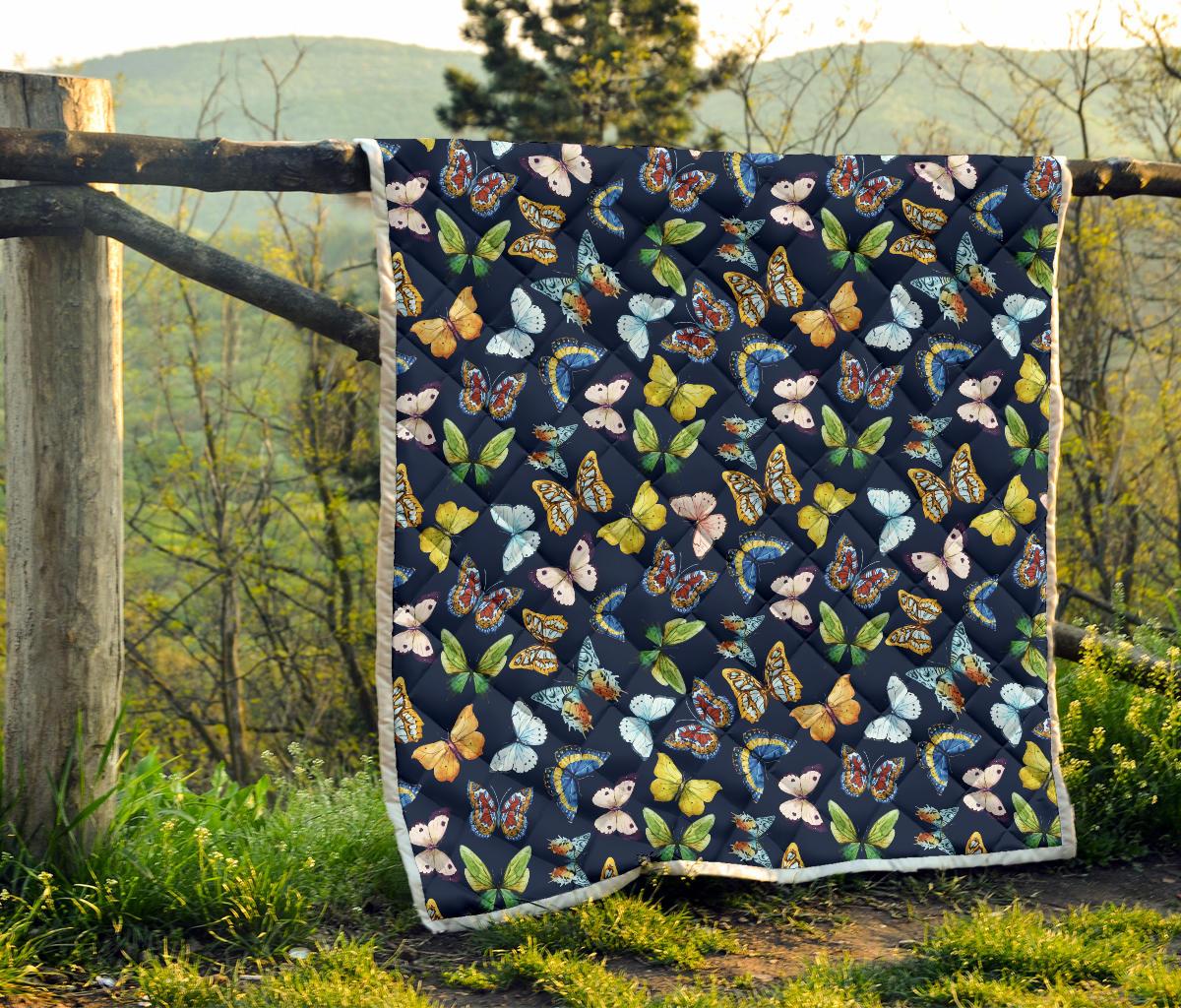 Butterfly Beautiful Print Pattern Premium Quilt-JTAMIGO.COM