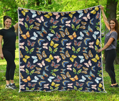 Butterfly Beautiful Print Pattern Premium Quilt-JTAMIGO.COM