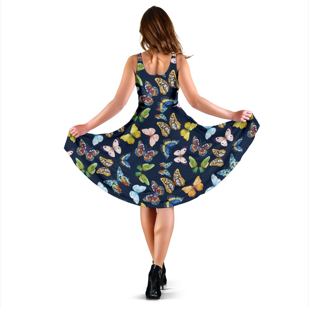 Butterfly Beautiful Print Pattern Sleeveless Dress