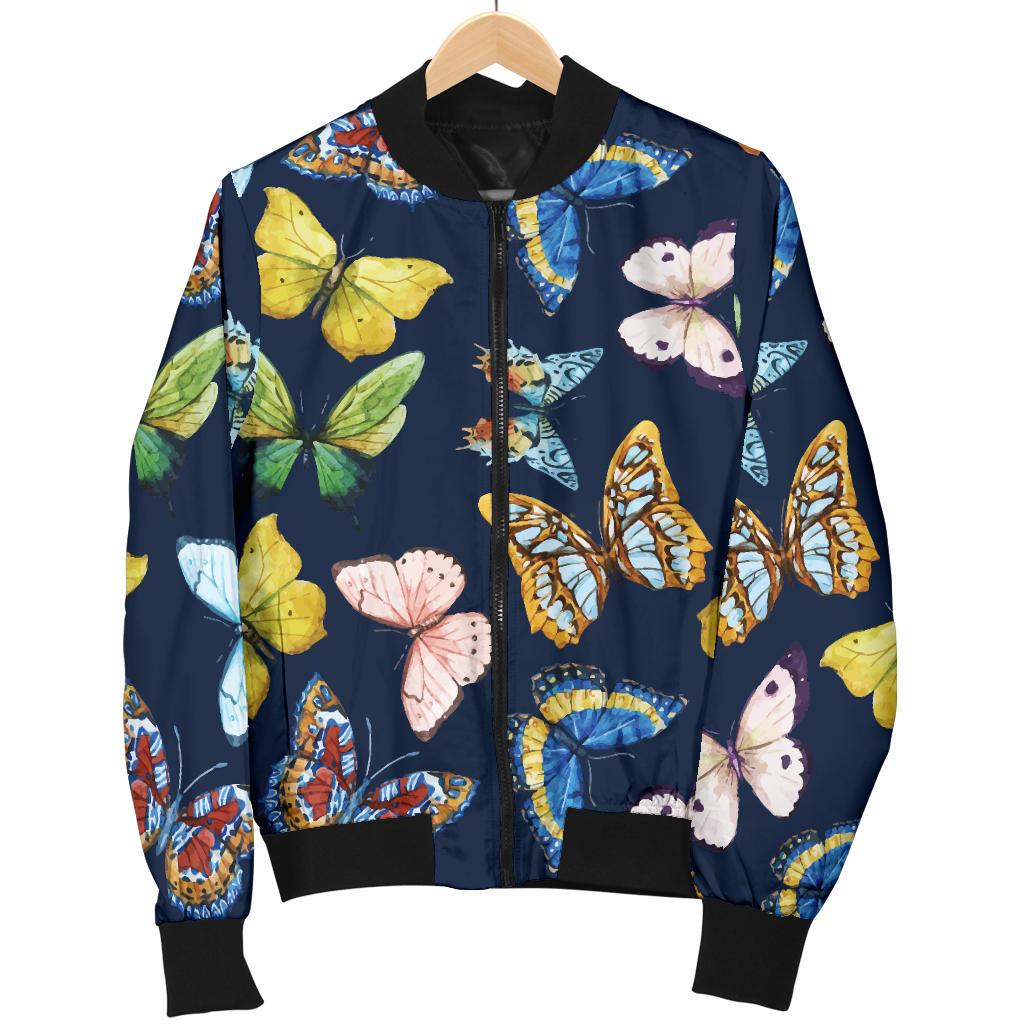 Butterfly Beautiful Print Pattern Women Casual Bomber Jacket