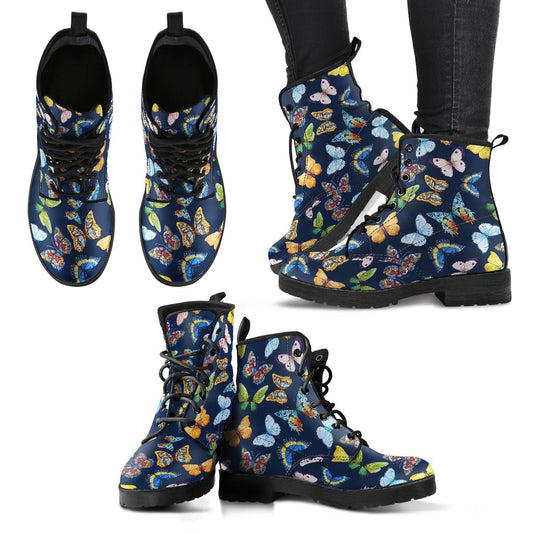 Butterfly Beautiful Print Pattern Women Leather Boots-JTAMIGO.COM