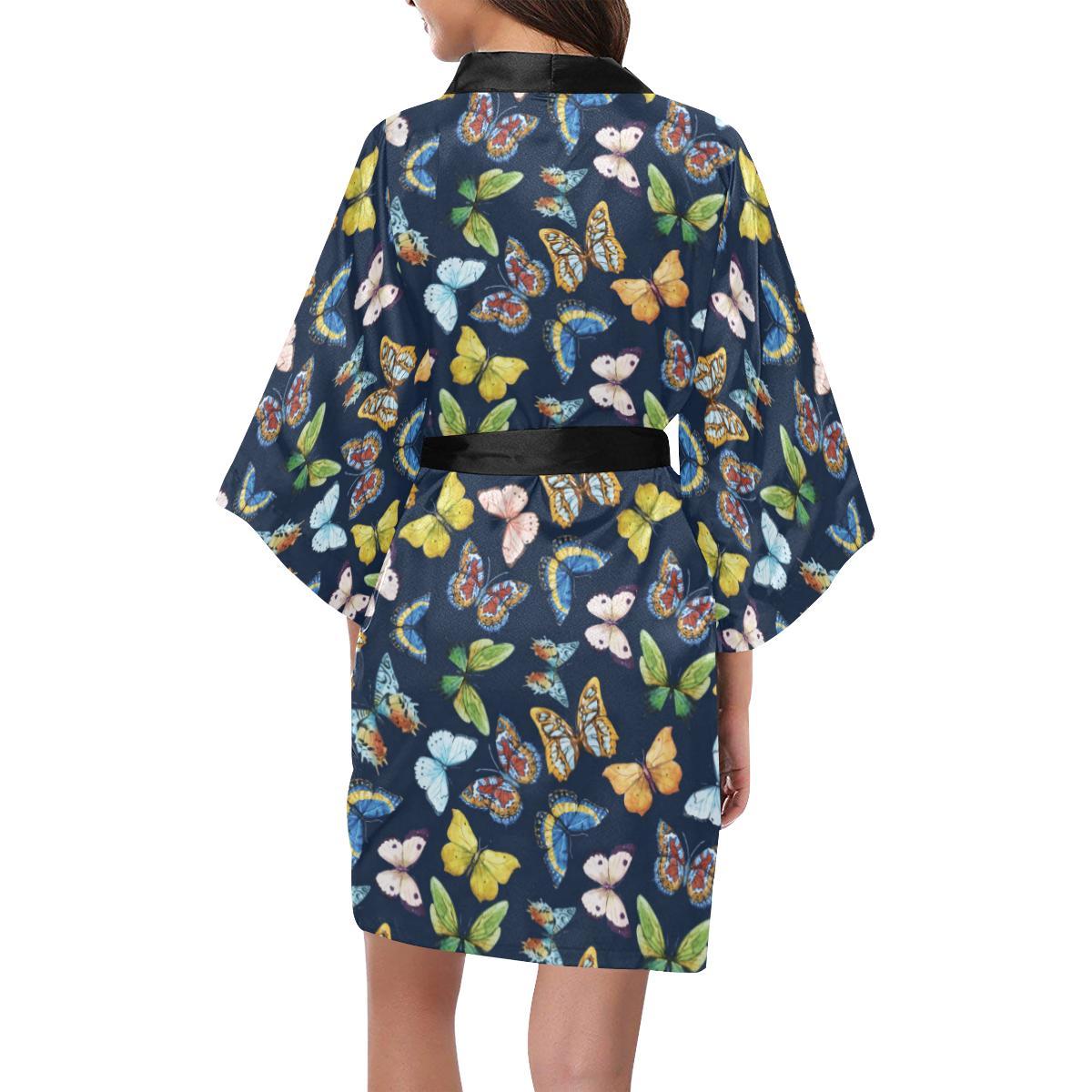 Butterfly Beautiful Print Pattern Women Short Kimono Robe