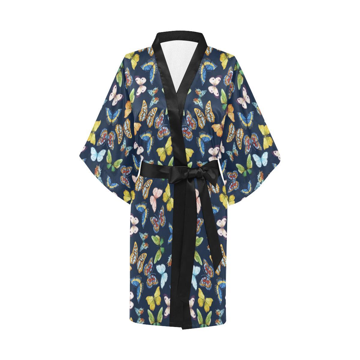 Butterfly Beautiful Print Pattern Women Short Kimono Robe