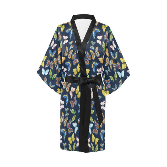 Butterfly Beautiful Print Pattern Women Short Kimono Robe
