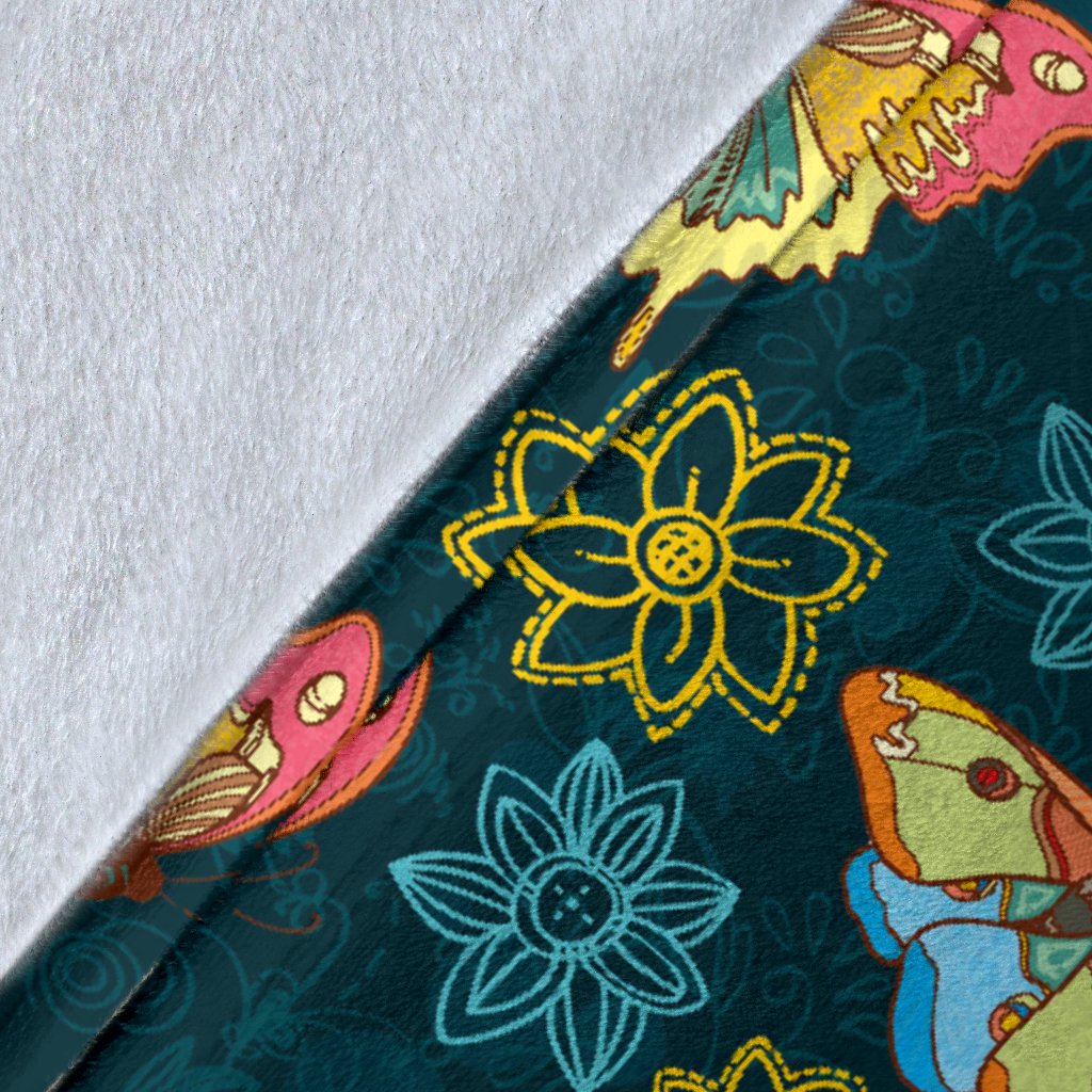 Butterfly Hand Draw Print Pattern Fleece Blanket
