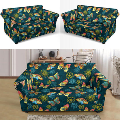Butterfly Hand Draw Print Pattern Loveseat Slipcover-JTAMIGO.COM