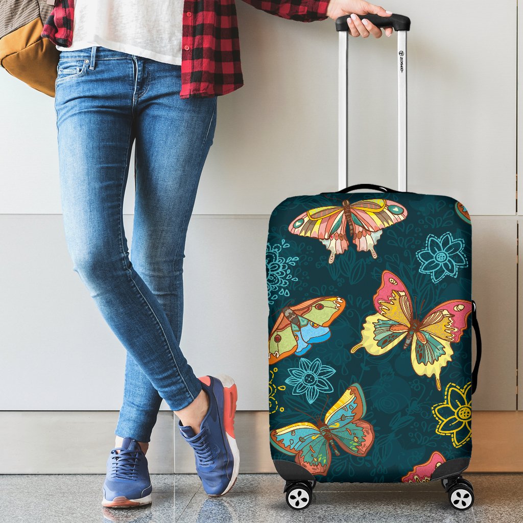 Butterfly Hand Draw Print Pattern Luggage Cover Protector